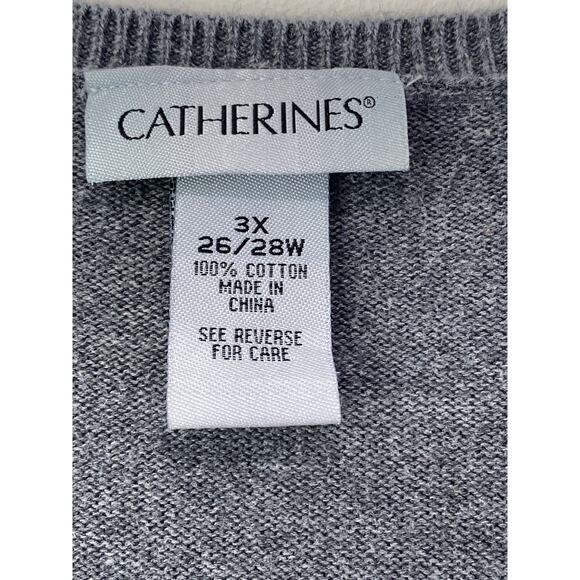 Catherines Soft Pearl Snap Front Cardigan Sweater Womens Plus Sz 3X Grey 26/28W - Picture 3 of 7